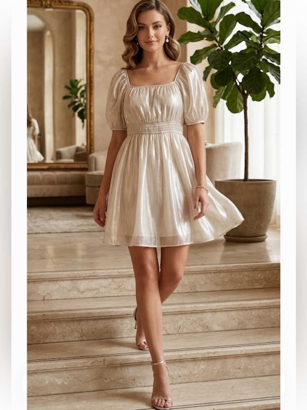 Arula Shiny Cream Dress